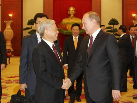 Tổng Bí thư Nguyễn Phú Trọng tiếp Tổng thống Liên bang Nga Vladimir Putin thăm cấp Nhà nước tới Việt Nam.
